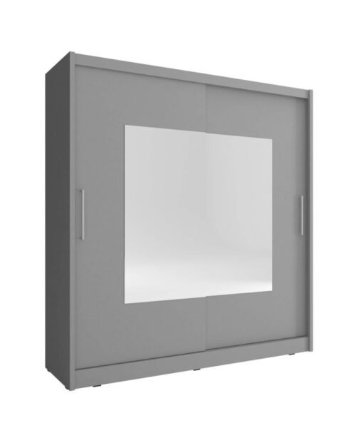 Wiki 9 wardrobe, two-door, 180 cm, sliding, shelves, hanger, mirrors, graphite color
