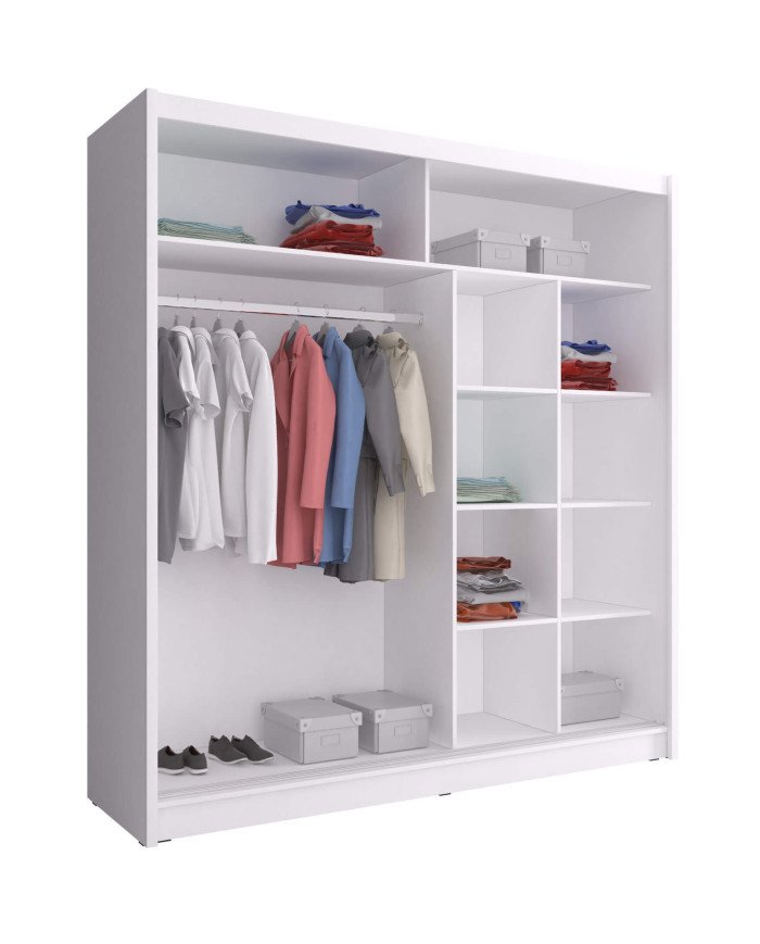 Wiki 9 wardrobe, two doors, 200 cm, sliding, shelves, hanger, mirrors, graphite color - Image 2