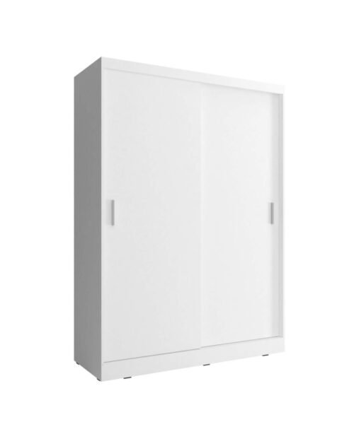 Wiki wardrobe, two-door, 130 cm, sliding, shelves, hanging rail, white