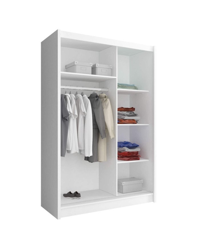 Wiki wardrobe, two doors, 150 cm, sliding, shelves, hangers, graphite color - Image 2