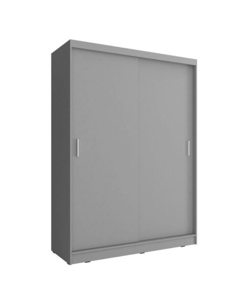 Wiki wardrobe, two doors, 150 cm, sliding, shelves, hangers, graphite color