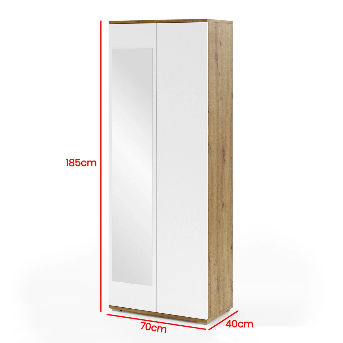 Seville two-door wardrobe with mirror, 70 cm - Image 4