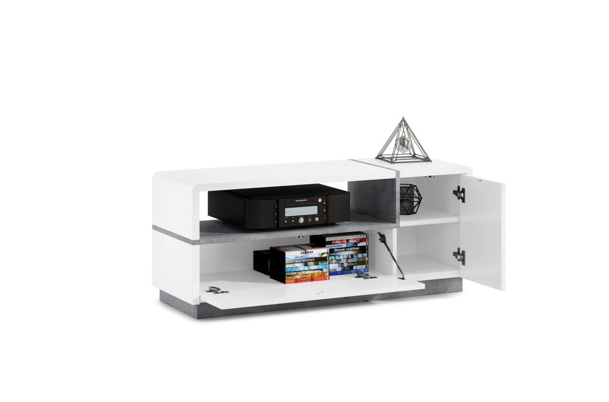 FOLK RTV-120 cabinet, glossy white/matte + "Millenium Concrete" – MODERN LIVING ROOMS - Image 2