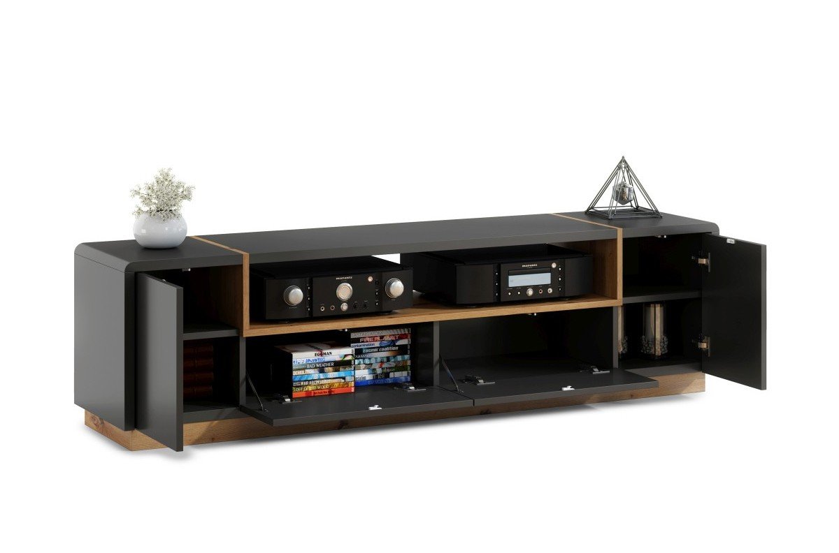 FOLK RTV-185 anthracite (dark gray) / artisan oak cabinet - MODERN LIVING ROOMS - Image 2