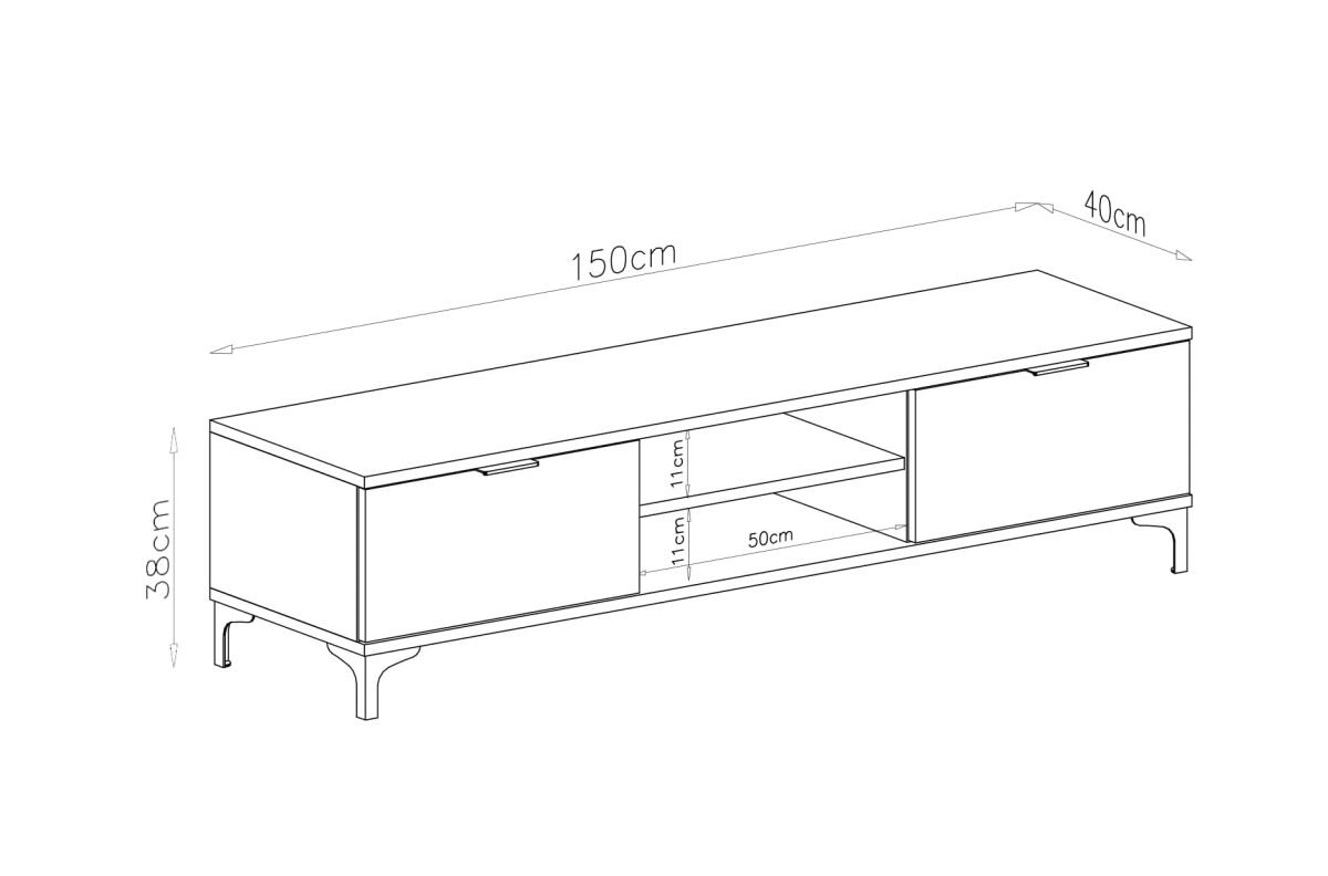 LANA RTV-150 Elegant walnut cabinet - TV LIVING ROOM WITH DRAWERS - Image 4