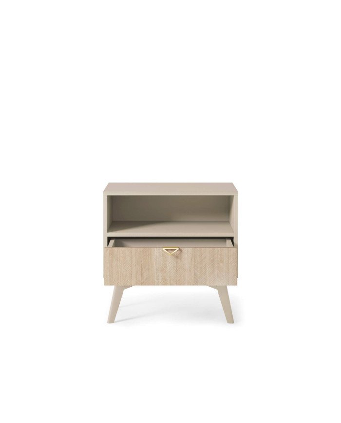 Forest S54 bedside table, with drawer, recessed, beige/Scandinavian pattern - Image 2