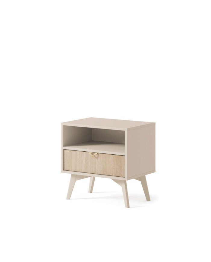 Forest S54 bedside table, with drawer, recessed, beige/Scandinavian pattern - Image 3