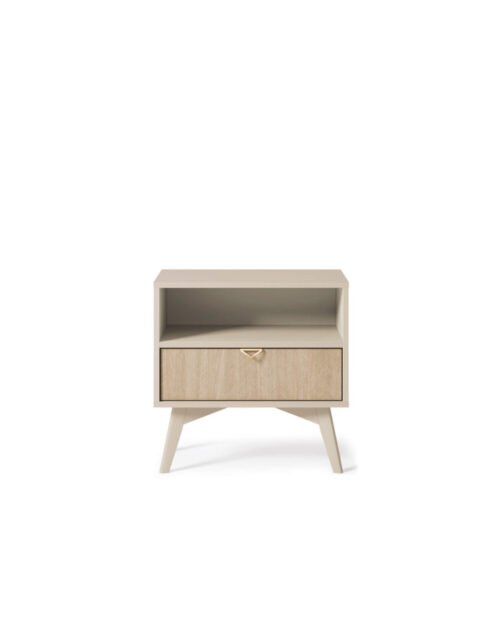 Forest S54 bedside table, with drawer, recessed, beige/Scandinavian pattern