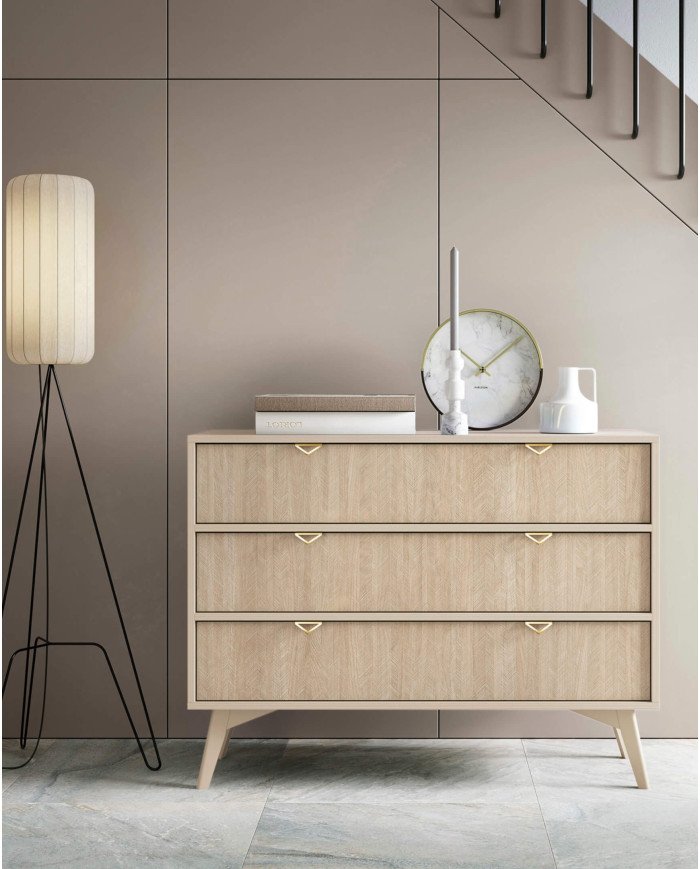 Forest S54 bedside table, with drawer, recessed, beige/Scandinavian pattern - Image 7