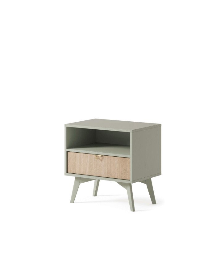 Forest S54 bedside table, drawer, niche, eucalyptus/herringbone pattern, Scandinavian - Image 3