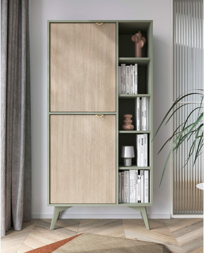 Forest S54 bedside table, drawer, niche, eucalyptus/herringbone pattern, Scandinavian - Image 7