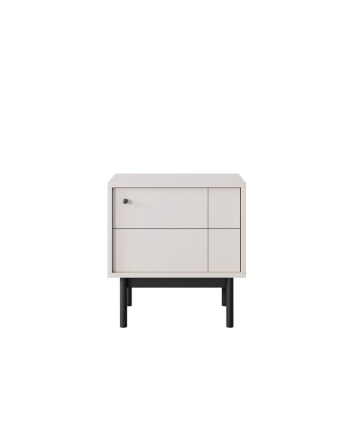 Japandi S-54 bedside table, single door, cashmere/black - Image 3