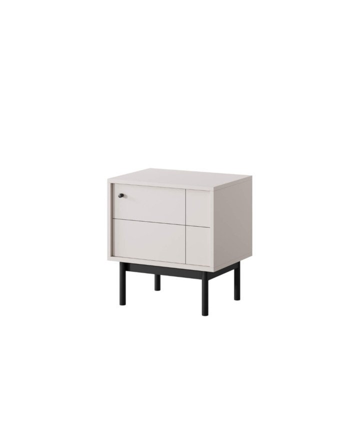 Japandi S-54 bedside table, single door, cashmere/black - Image 4