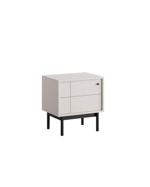 Japandi S-54 bedside table, single door, cashmere/black