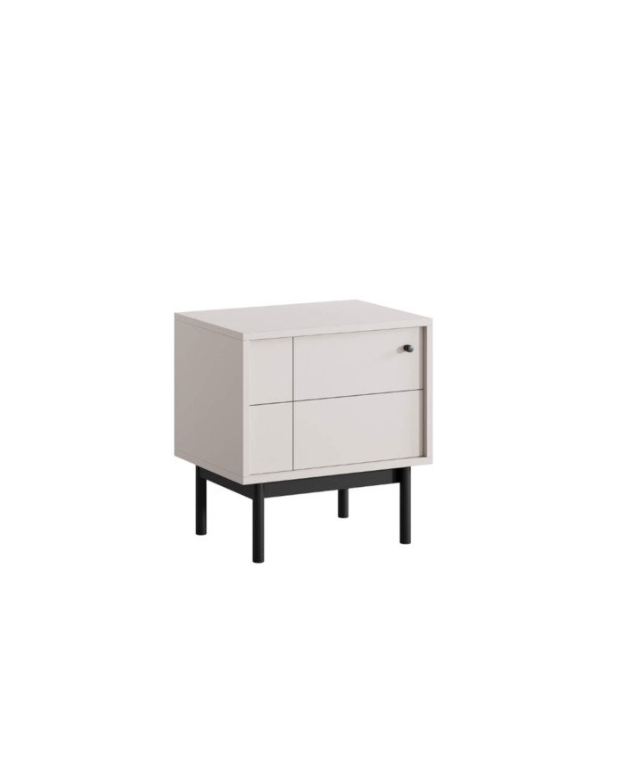 Japandi S-54 bedside table, single door, cashmere/black