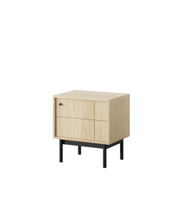 Japandi S-54 bedside table, single door, Linea oak/black - Image 3