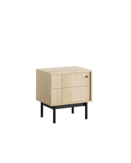 Japandi S-54 bedside table, single door, Linea oak/black