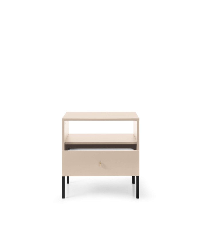 Mono MS54 bedside table, drawer, niche, beige/black frame - Image 2
