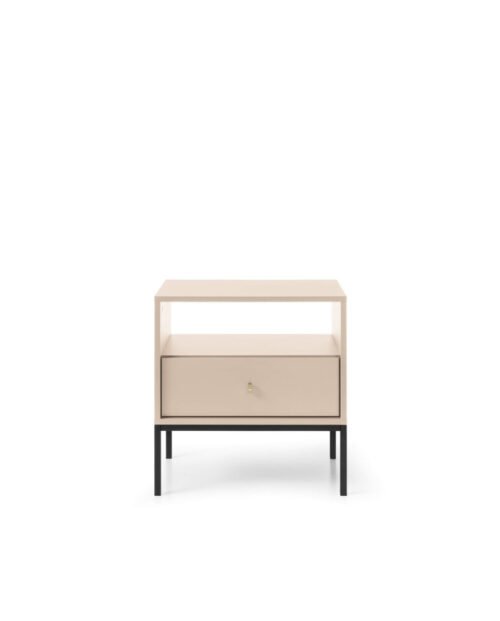 Mono MS54 bedside table, drawer, niche, beige/black frame