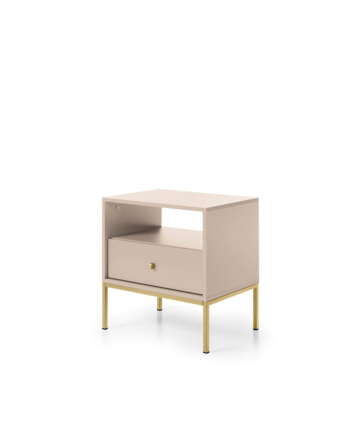 Mono MS54 bedside table with drawer, recessed, beige/gold frame - Image 2