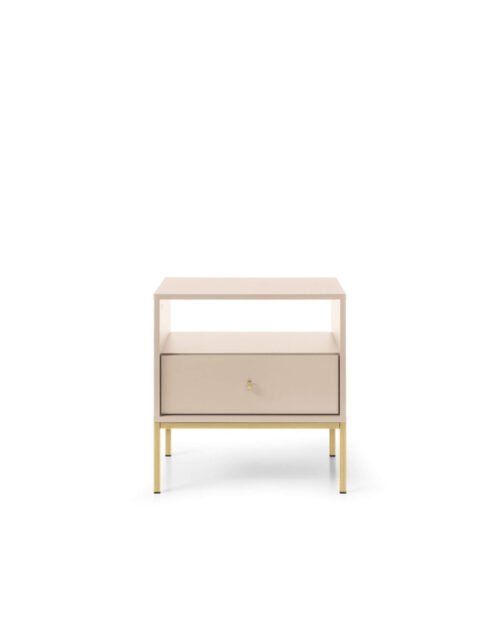 Mono MS54 bedside table with drawer, recessed, beige/gold frame