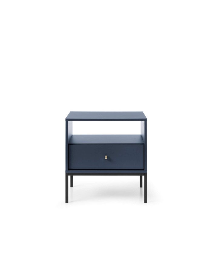 Mono MS54 bedside table, with drawer, recessed, dark blue/black frame