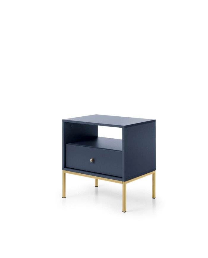 Mono MS54 bedside table, with drawer, recessed, dark blue / gold frame - Image 2