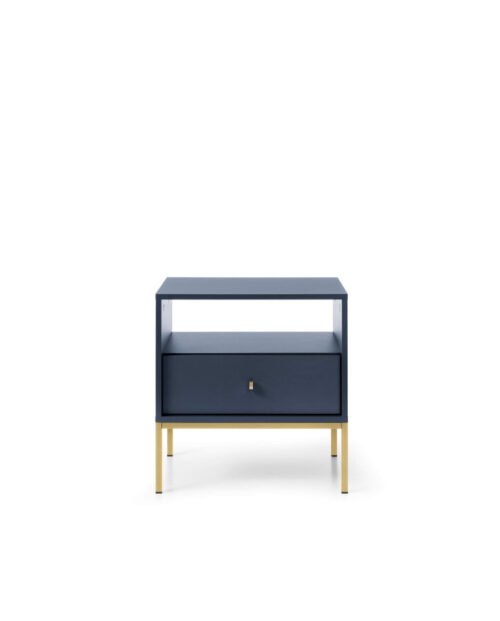 Mono MS54 bedside table, with drawer, recessed, dark blue / gold frame