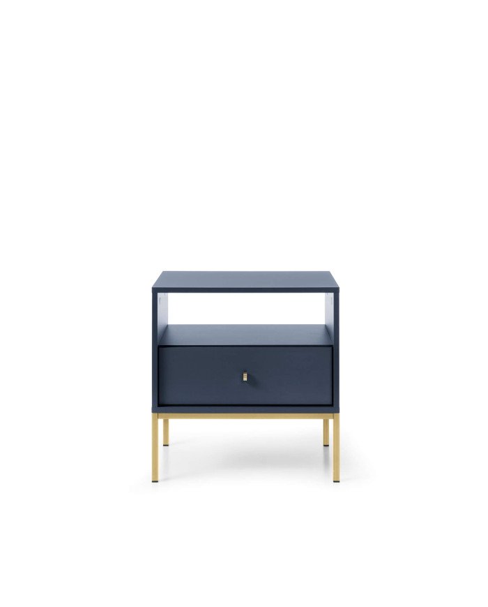 Mono MS54 bedside table, with drawer, recessed, dark blue / gold frame
