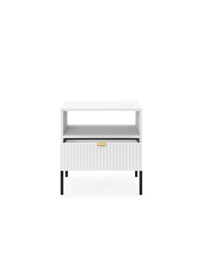 Nova S54 bedside table, drawer, recess, white/black frame - Image 2