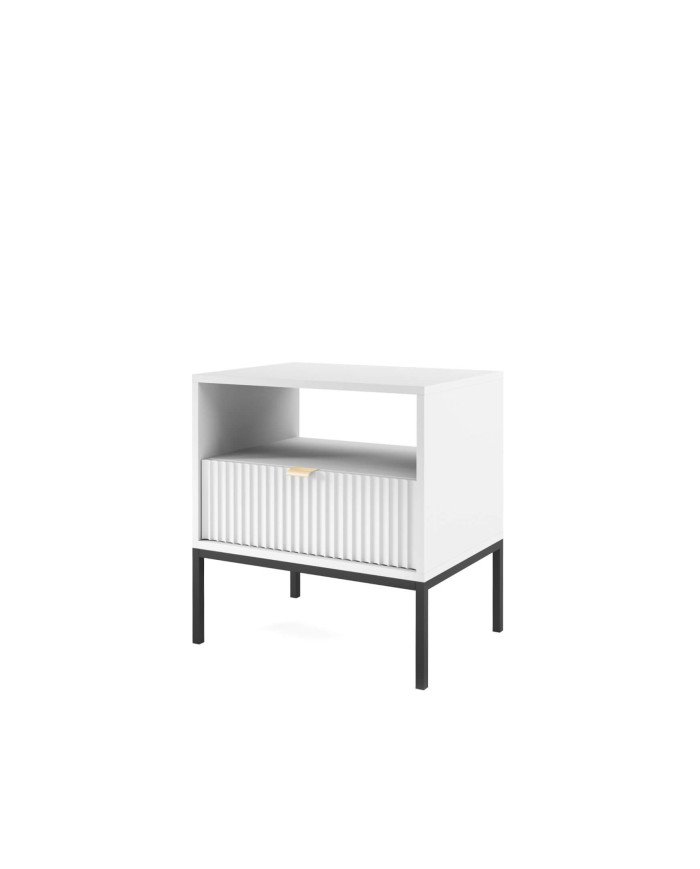 Nova S54 bedside table, drawer, recess, white/black frame - Image 3