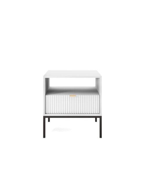 Nova S54 bedside table, drawer, recess, white/black frame