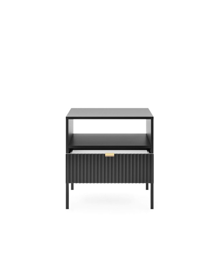 Nova S54 bedside table with drawer, recessed, black/black frame - Image 2