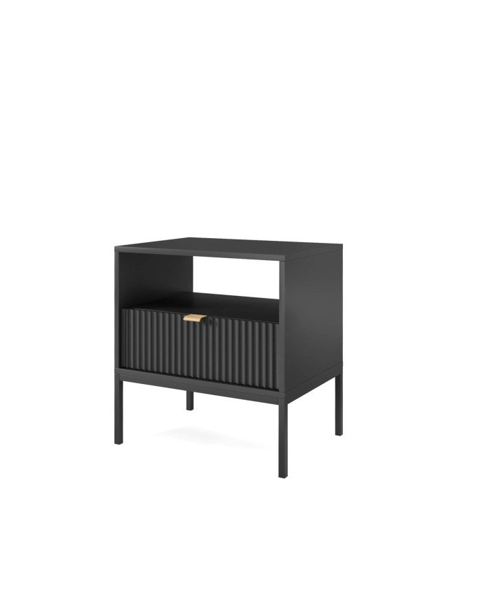 Nova S54 bedside table with drawer, recessed, black/black frame - Image 3