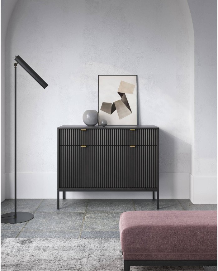 Nova S54 bedside table with drawer, recessed, black/black frame - Image 5