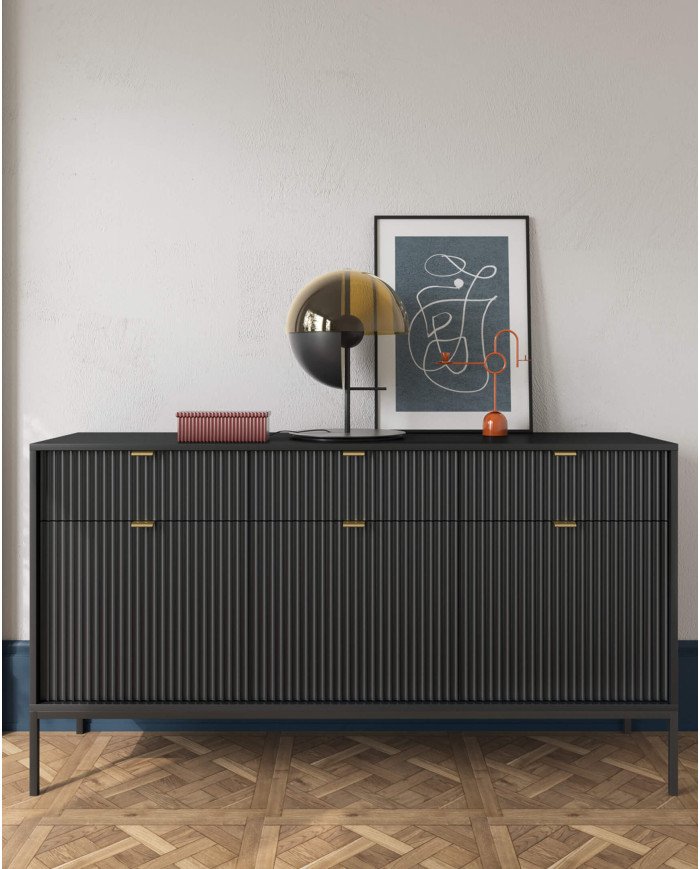 Nova S54 bedside table with drawer, recessed, black/black frame - Image 6