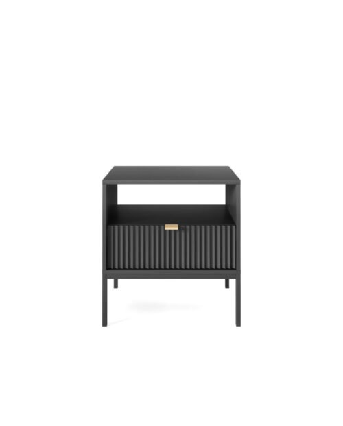 Nova S54 bedside table with drawer, recessed, black/black frame