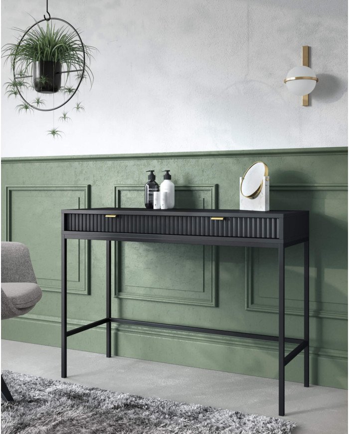 Nova S54 bedside table with drawer, recessed, black/black frame - Image 7