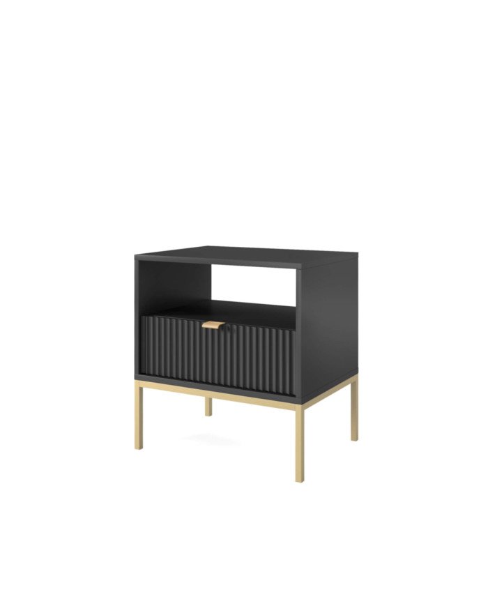 Nova S54 bedside table, drawer, recessed, black/gold frame - Image 2