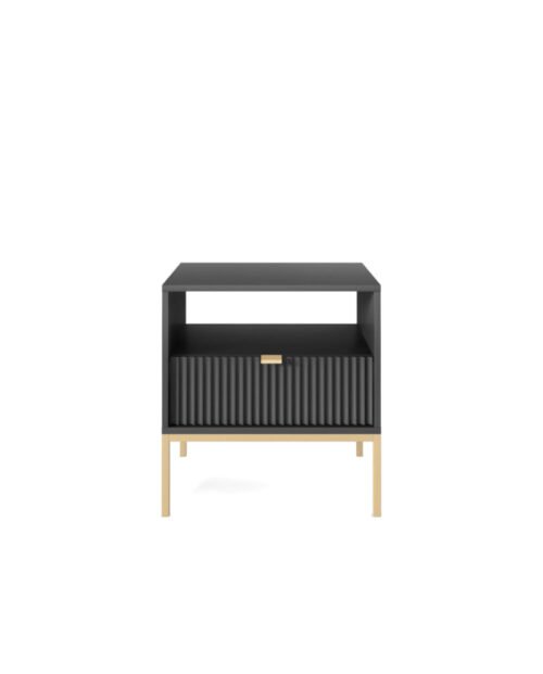 Nova S54 bedside table, drawer, recessed, black/gold frame