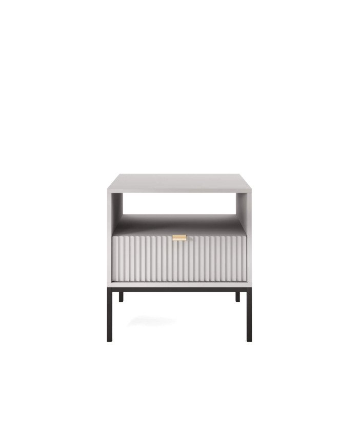 Nova S54 bedside table, drawer, recess, gray/black frame