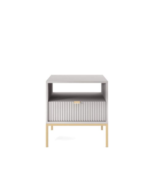 Nova S54 bedside table, drawer, recessed, gray/gold frame
