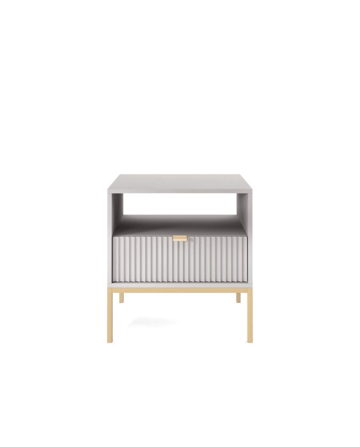 Nova S54 bedside table, drawer, recessed, gray/gold frame