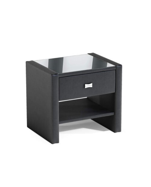 Polibox bedside table, low, upholstered, with drawer and niche