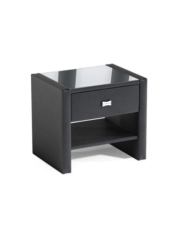 Polibox bedside table, low, upholstered, with drawer and niche