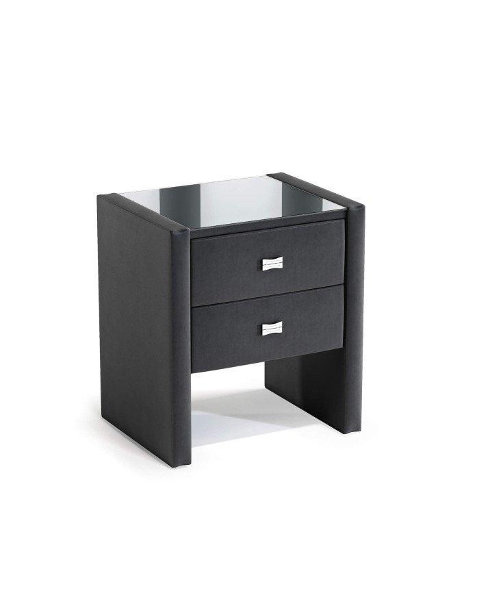 Polibox bedside table - tall, upholstered, with drawers