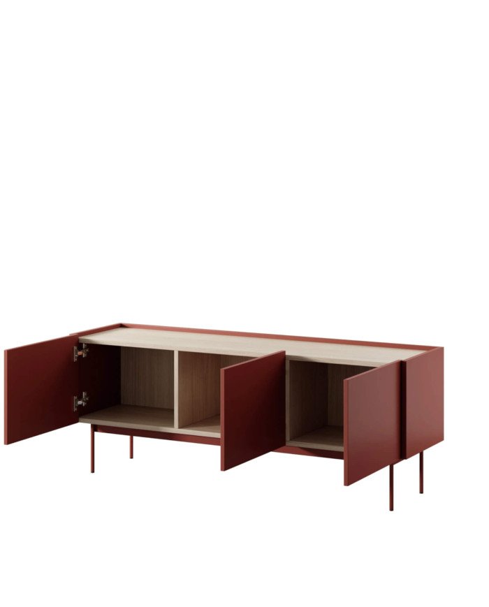COLOR RTV144 TV cabinet, with doors, red ceramic/oak - Image 2