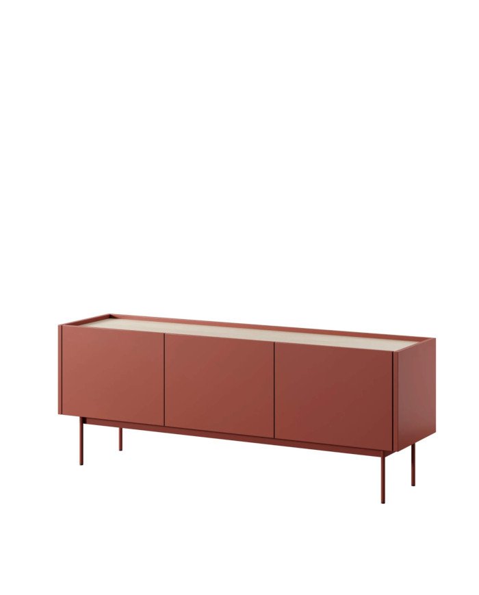 COLOR RTV144 TV cabinet, with doors, red ceramic/oak