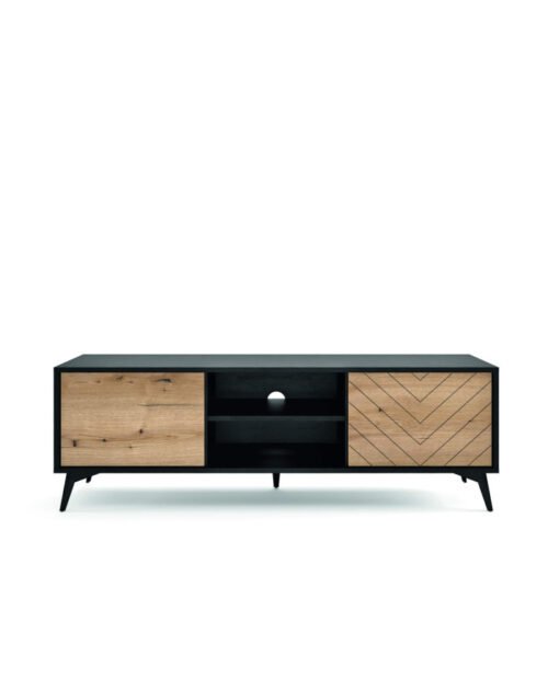 Diamond RTV154 TV cabinet, with doors, niches, Evoke oak/black