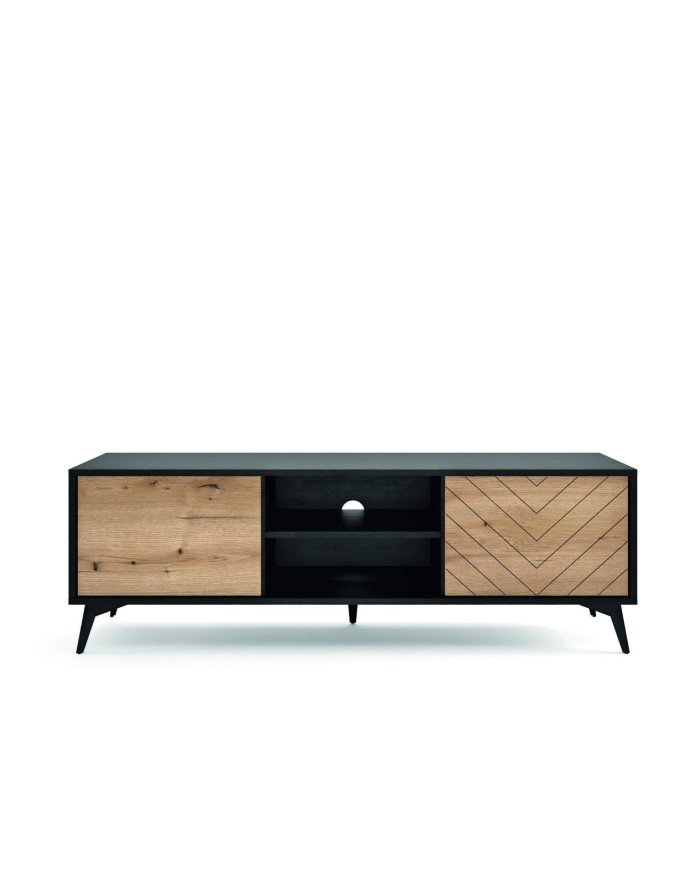 Diamond RTV154 TV cabinet, with doors, niches, Evoke oak/black